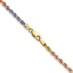 14k Tri-Color 3mm D/C Rope Chain - Image 3