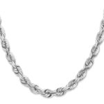 14k WG 7mm  D/C Rope with Fancy Lobster Clasp Chain - Image 2