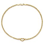 10k Diamond-cut Open Heart and Rope Chain Anklet - Image 5