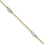 10k Two-tone Bezel-set 3.6mm CZ 6-Station Plus Extender - Total Anklet