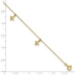 10k Polished Diamond-cut Star Dangles 5-Station Plus Extender - Total Anklet - Image 6