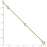10k Polished Bezel-set 3.8mm CZ 5-Station Anklet - Image 5