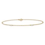 10k Polished Marquise CZ 4-Station Anklet - Image 3