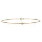 10k Polished CZ Cross Anklet - Image 3