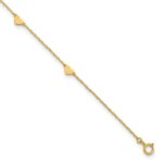 10k Polished Heart 6-Station Anklet