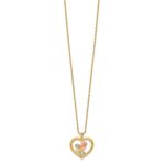 10k Tri-Color Black Hills Gold Rose in Heart Necklace - Image 2