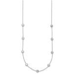 10K White Gold Polished CZ 9 Station Necklace - Image 2