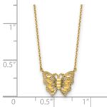 10k Polished and Diamond-cut Pierced Butterfly 15.with Extension Necklace - Image 5