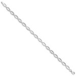 10k White Gold Polished Oval Link Bracelet - Image 2