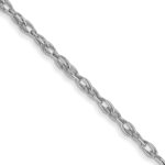 14K White Gold Carded 1.35mm Cable Rope with Spring Ring Clasp Chain