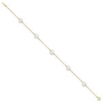 10k 7-8mm White Near Round Freshwater Cultured Pearl 5-station Anklet - Image 2