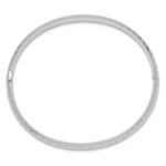 14k White Gold 4/16 Polished Textured 6.00mm Hinged Oval Bangle Bracelet - Image 2