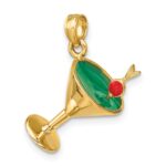 14K 3-D Green Enamel  Martini with Red Cherry Charm - Image 4