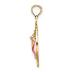 14K ANTIGUA W.I. Circle with Pink and White Enamel Conch Shell Charm - Image 2