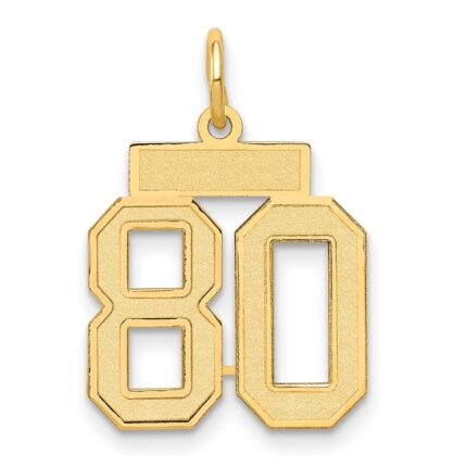 14k Small Satin Number 80 Charm