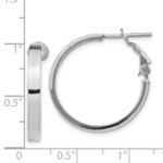 14k White Gold 3x20mm Polished Square Tube Round Hoop Earrings - Image 4