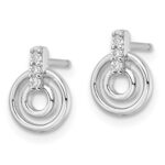 Sterling Silver Rhodium-plated Polished CZ Circles Post Earrings - Image 2
