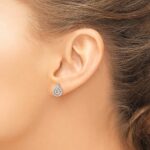 Sterling Silver Rhodium-plated Polished CZ Circles Post Earrings - Image 3