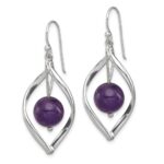 Sterling Silver Twist Dangle Amethyst Earrings - Image 2