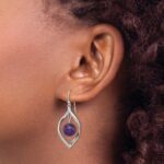 Sterling Silver Twist Dangle Amethyst Earrings - Image 3