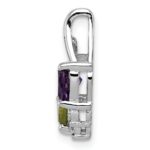 Sterling Silver Rhodium-plated Amethyst & Peridot Diamond Pendant - Image 2