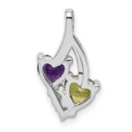 Sterling Silver Rhodium-plated Amethyst & Peridot Diamond Pendant - Image 4