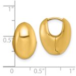 14k Polished Puffed Oval Hinged Hoop Earrings - Image 3