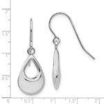 14k White Gold Teardrop Hollow Dangle Earrings - Image 4