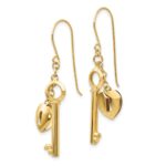 14K Gold Puff Heart Lock and Key Earrings - Image 2