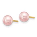 14k 5-6mm Purple Round Freshwater Cultured Pearl Stud Post Earrings - Image 2