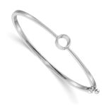 14k White Gold Holds 1 carat 6.5mm Round Stone Hinged Oval Bangle Bracelet Mounting - Image 2