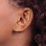 14k White Gold 3mm Round May/Emerald Stud Earrings - Image 3