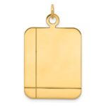 14k Plain with Etched Lines Rectangular .018 Gauge Engravable 30x20mm Disc Charm