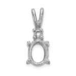 14k White Gold Diamond and 7x5mm Oval Stone Pendant Mounting
