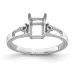 14k White Gold Diamond/7x5mm Emerald-cut Gemstone Ring Mounting