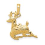 10K Polished Reindeer Pendant