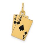 10k Enameled Blackjack Playing Cards Charm