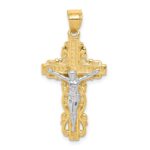 10K w/ Rhodium Crucifix Pendant