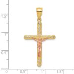 10k Two-tone CZ Crucifix Pendant - Image 3