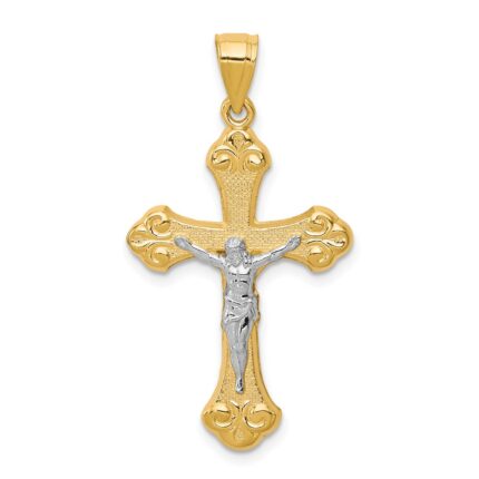 10K w/Rhodium Crucifix Pendant