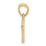 10K w/ Rhodium Tiny Diamond-Cut Cross Pendant - Image 2