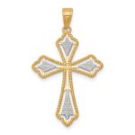 10K w/Rhodium Diamond-Cut Cross Pendant - Image 3
