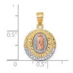 10K Two-Tone (Yellow Gold and Rose Gold) w/ White Rhodium CZ Our Lady Of Guadalupe Round Pendant - Image 3