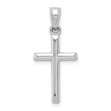 10k White Gold Hollow Cross Pendant