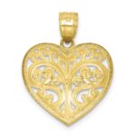 10K Diamond-cut Filigree Heart Charm - Image 3