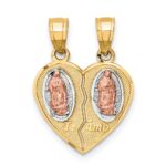 10K Two-Tone w/White Rhodium Break Apart Te Amo Pendant