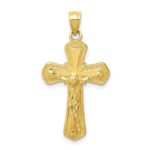 10K Polished Textured Crucifix Pendant
