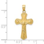 10K Polished Textured Crucifix Pendant - Image 4