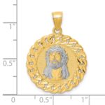 10K D/C w/Rhodium Jesus Face Pendant - Image 4