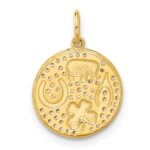 10K Polished CZ Good Luck Medallion Charm - Image 3